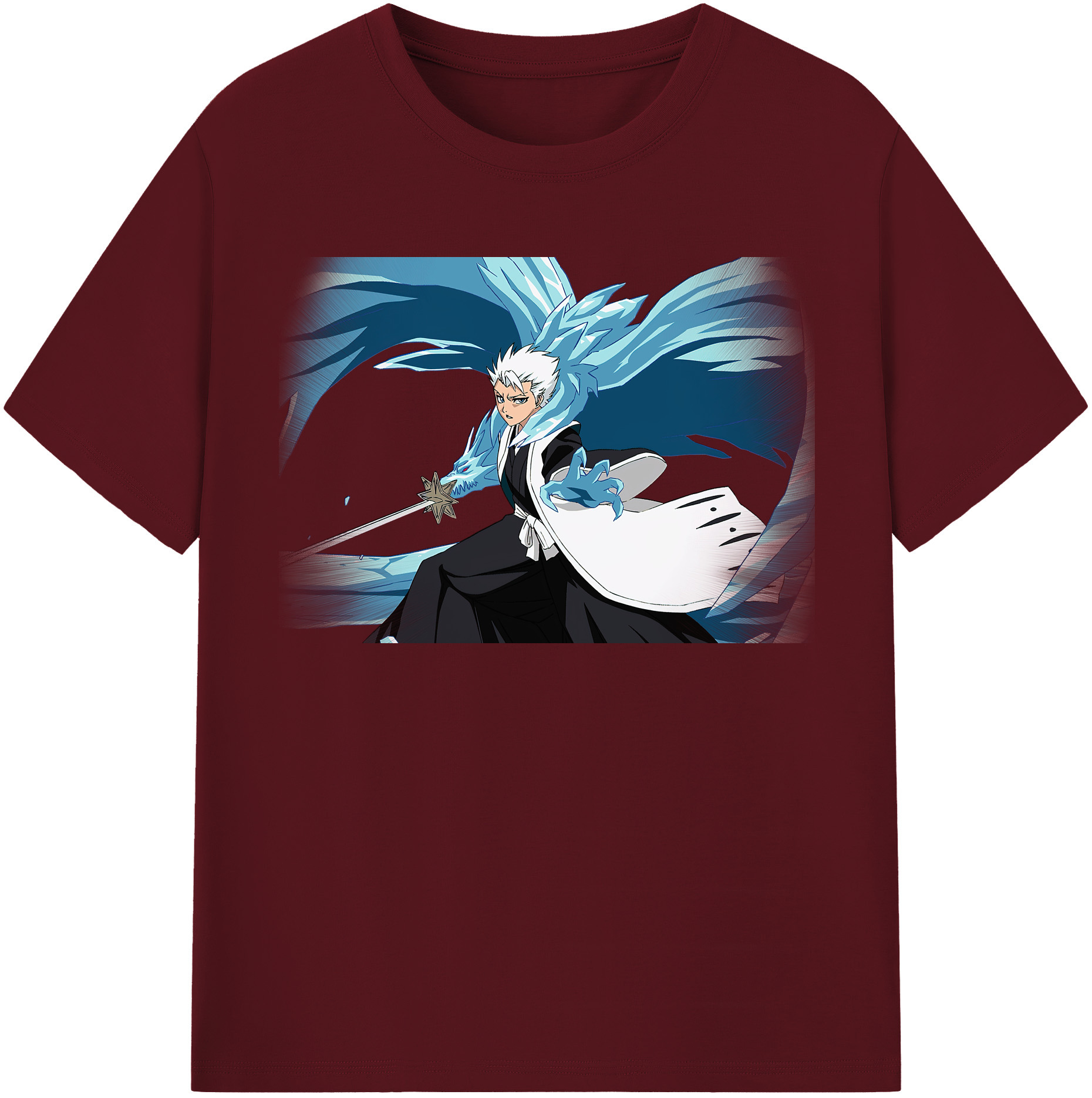 （画像用） ブリーチ 日番谷冬獅郎（ひつがや とうしろう） BLEACH Hitsugaya Toushirou 綿100％半袖Tシャツ（フロントプリント）